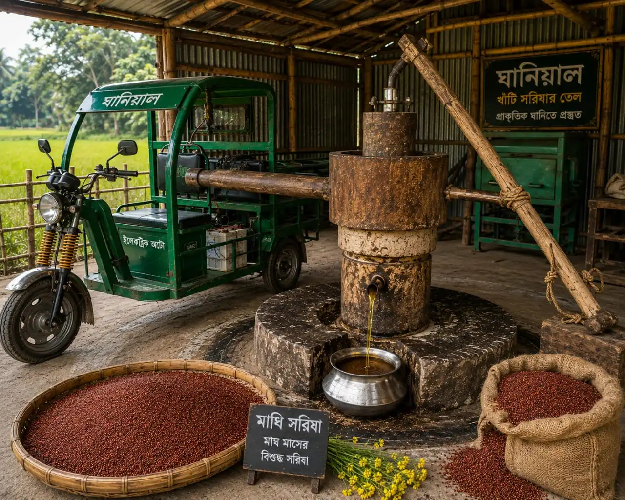 ঘানিয়ালের ঐতিহ্যবাহী কাঠের ঘানি বা সরিষার তেল তৈরির কারখানা